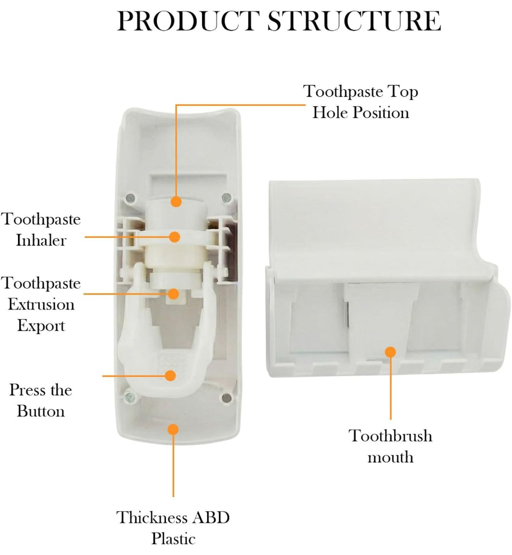 2-in-1 Toothpaste Dispenser & Toothbrush Holder | Hygienic Wall Mount